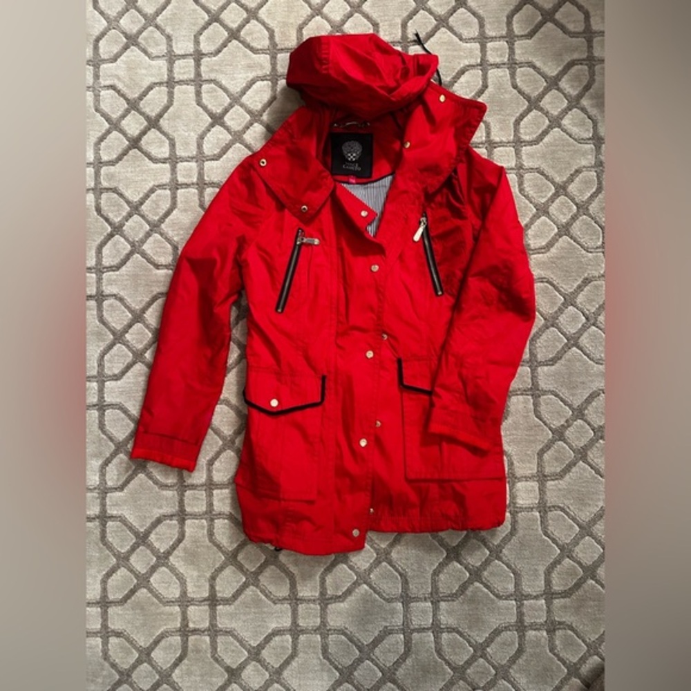 Vince Camuto Red Hooded Raincoat